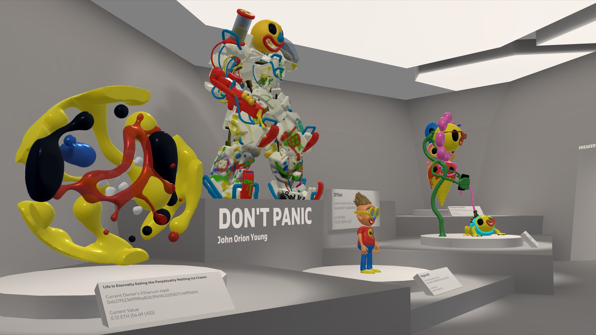 Don’t Panic , an exhibit featuring a few pieces created by John Orion Young in Oculus Medium