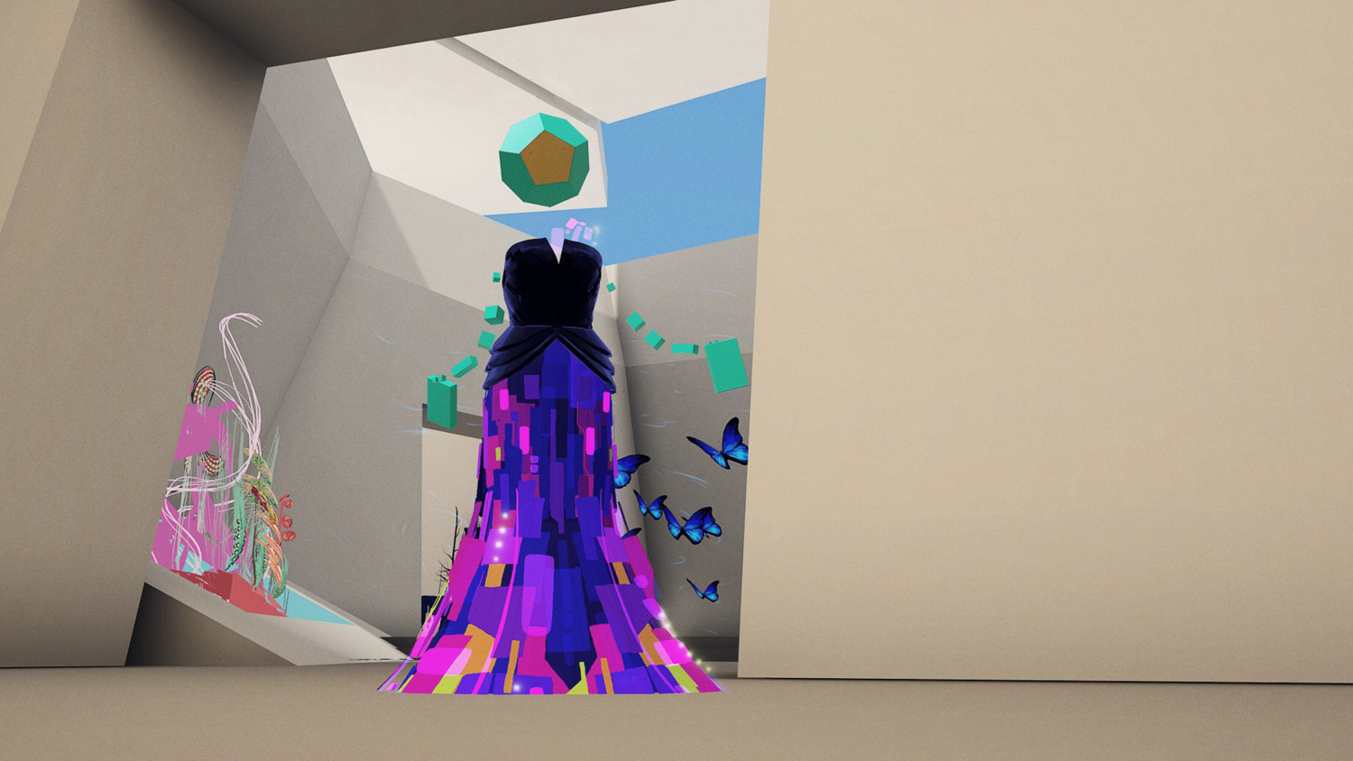 Neon Metropolis Gown (2019) by Anand Duncan